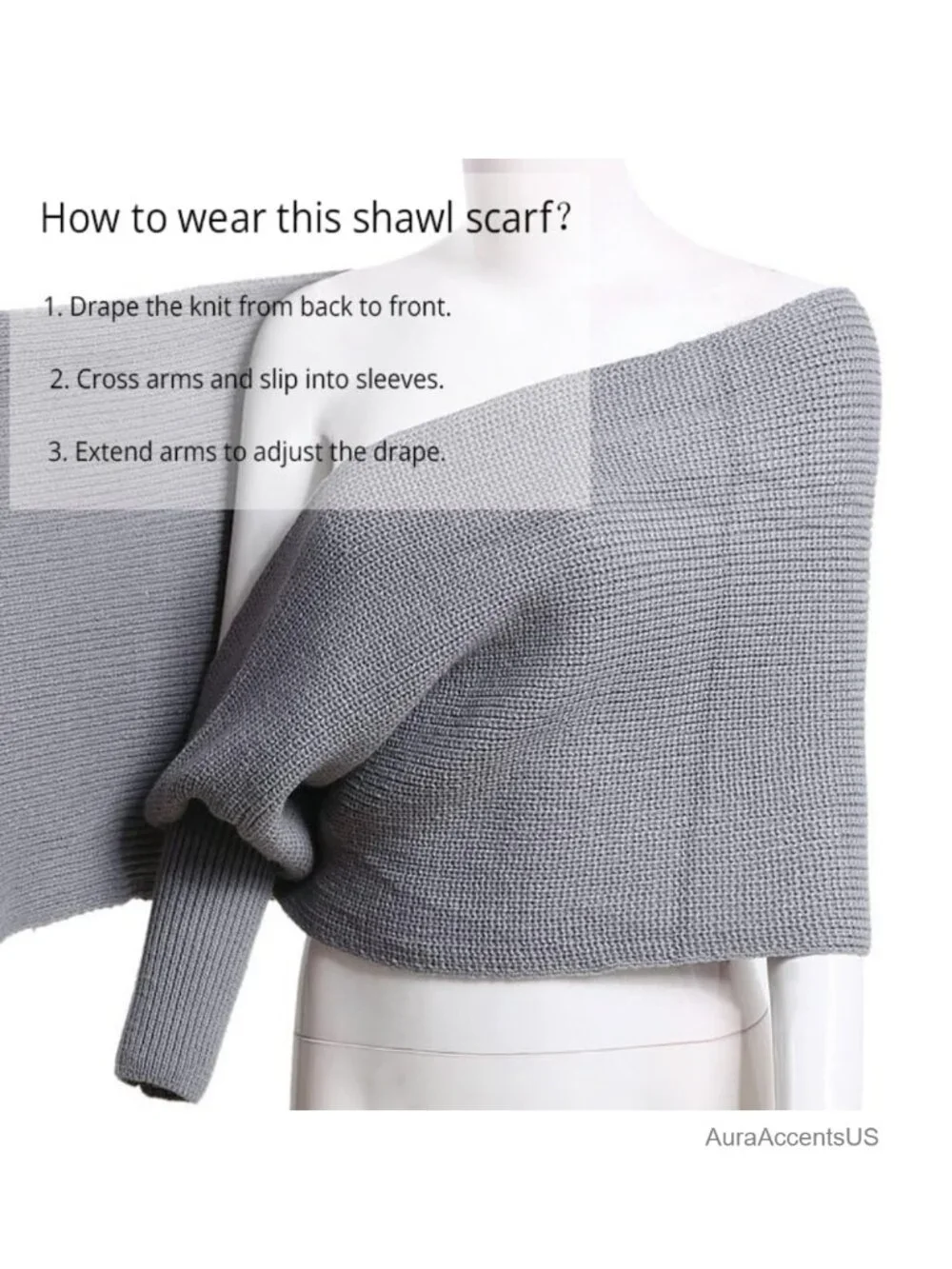 Knitted Scarf with Sleeves Shrug Wrap Sweater Women Fall Winter Crochet Fashion